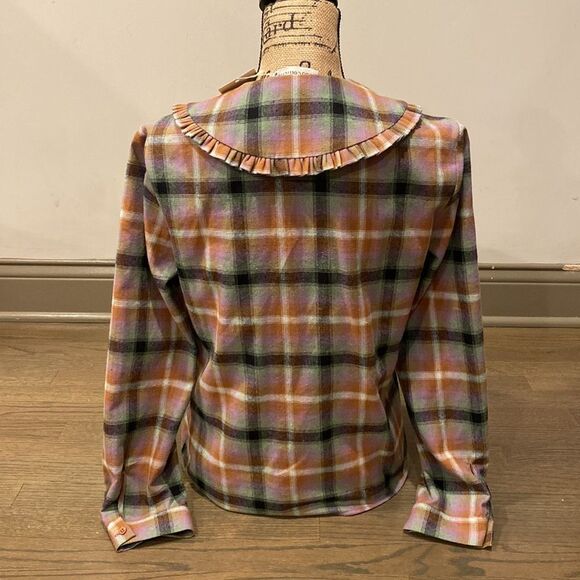 Plaid Ruffle Collar Blouse - Multicolor - Picture 5 of 6